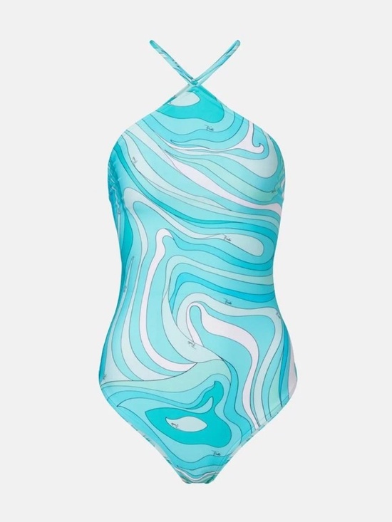 Emilio Pucci Other - EMILIO PUCCI Women's Blue Marmo Halterneck Swimsuit